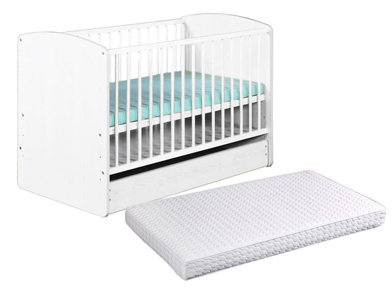 Patut cu sertar KLUPS Karolina II Alb + Saltea 10 MyKids
