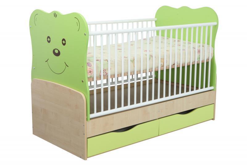 Patut Transformabil MYKIDS Teddy Natur-Verde Inchis Cu Leg 4835