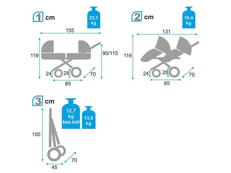 Carucior Pentru Gemeni MyKids Twinni Cappuccino 3 In 1