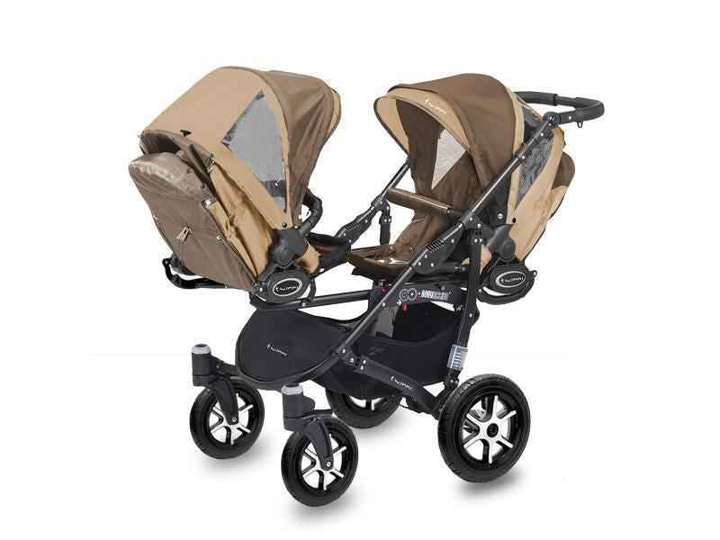 Carucior Pentru Gemeni MyKids Twinni Cappuccino 3 In 1