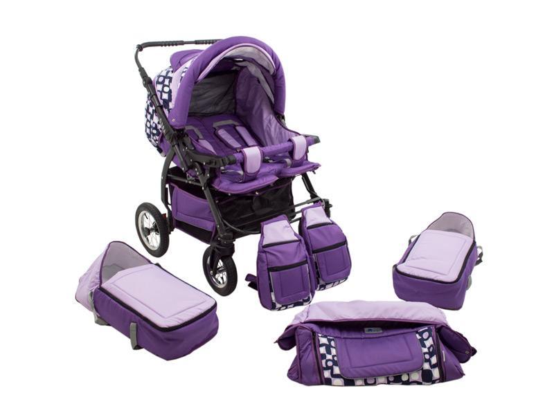Carucior Pentru Gemeni MyKids Duet Mov Inchis-Mov Deschis
