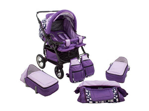 Carucior Pentru Gemeni MyKids Duet Mov Inchis-Mov Deschis