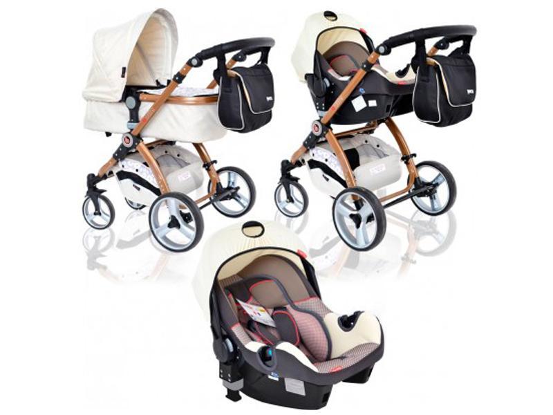 Carucior 3 In 1 ANMAR PERA Negru Crem Cu Cerculete
