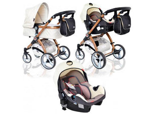Carucior 3 In 1 ANMAR PERA Negru Crem Cu Cerculete
