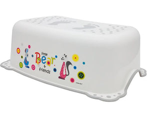 Taburet Inaltator Baie Copii MyKids Little Bear and Friend cu sistem antialunecare Alb-Gri