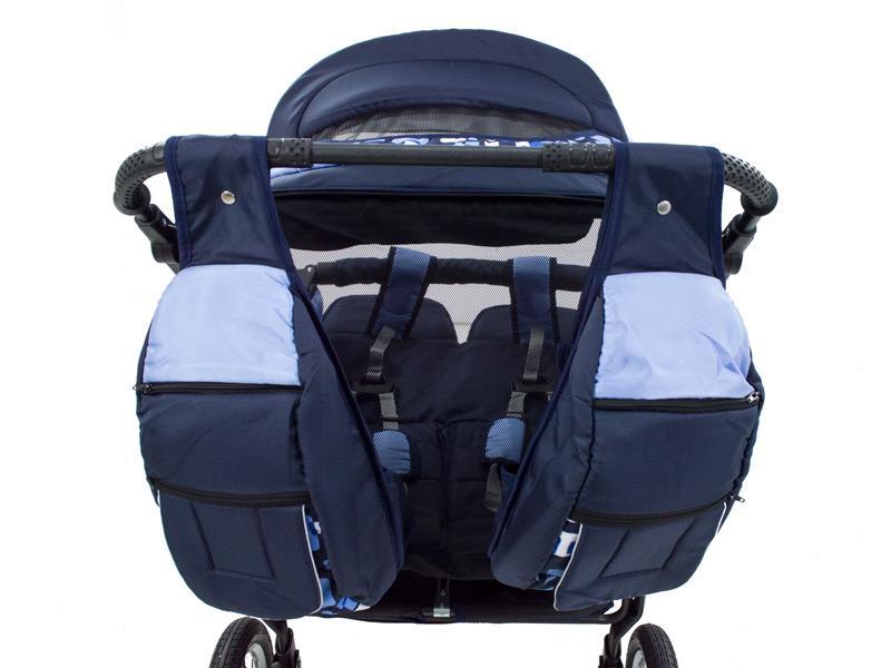 Carucior Pentru Gemeni MyKids Duet Albastru-Negru1