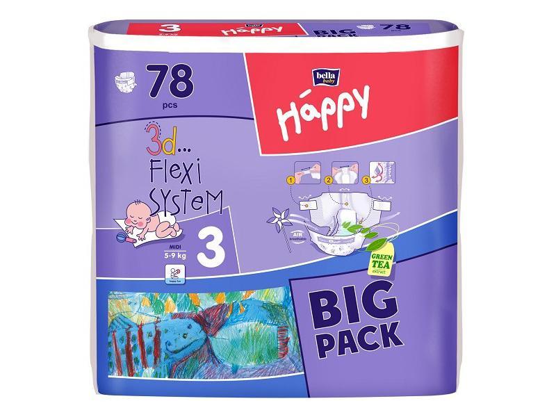 Scutece HAPPY 3 Midi (5-9 Kg) 78 BUC