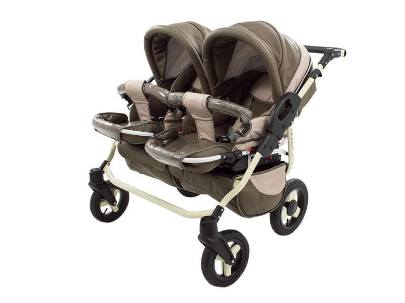 Carucior Pentru Gemeni MyKids Solar DUO Maro-Crem