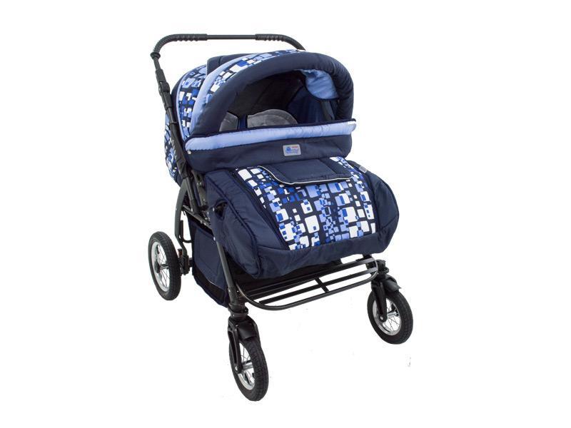Carucior Pentru Gemeni MyKids Duet Albastru-Negru1