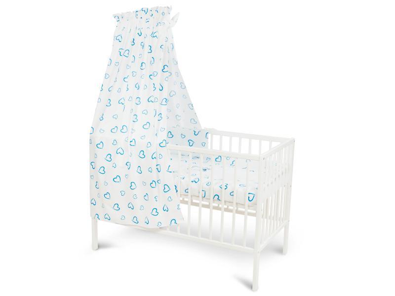 Lenjerie MyKids Cu Broderie Prince Inimi Albastru 5 Piese 120x60