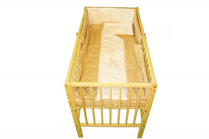 Lenjerie MyKids Cu Broderie Giraffe Maro 4 Piese 120x60