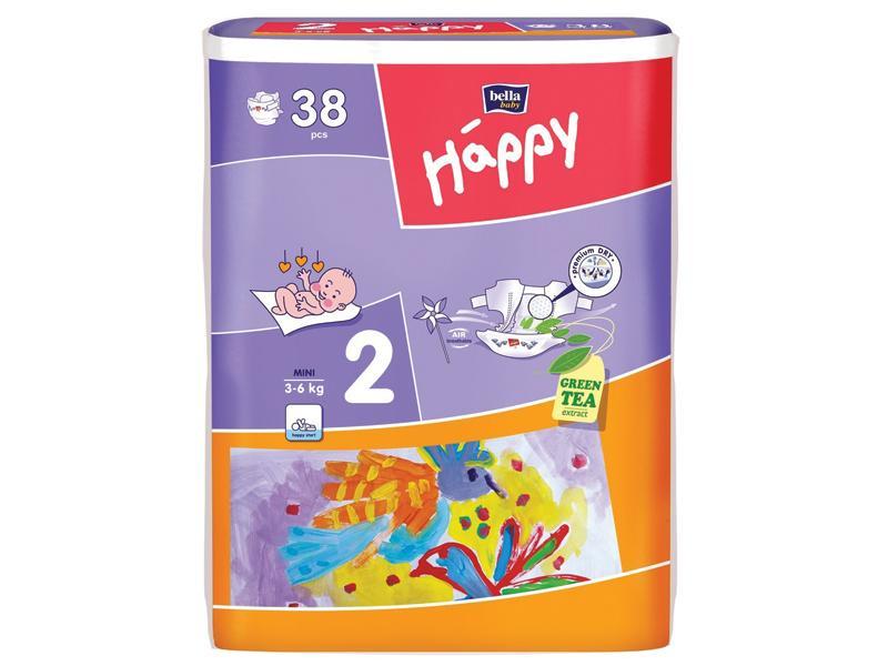 Scutece HAPPY 2 Mini (3-6 Kg) 38 BUC