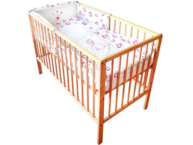 Lenjerie MyKids Cu Broderie Princess Inimi Rosu 4 Piese 120x60