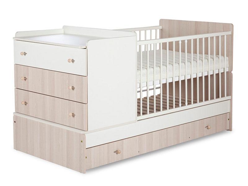 Patut Transformabil Pentru Copii Klups KOMPAKT Alb Cappuccino