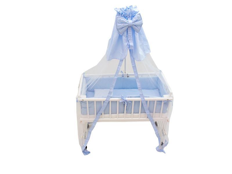 Patut copii lemn fara sertar KLUPS Piccolo Due Alb-Albastru Cu Saltea