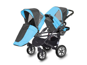 Carucior Pentru Gemeni MyKids Twinni Blue 3 In 1