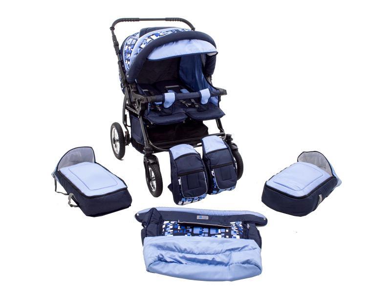Carucior Pentru Gemeni MyKids Duet Albastru-Negru1