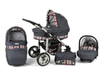 Carucior Copii 3 In 1 Kunert Silver Gri Patratele