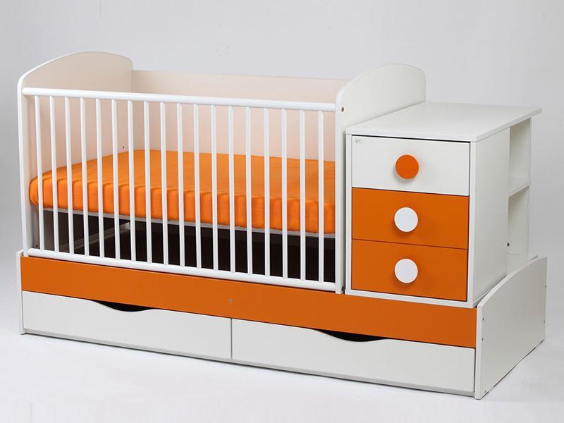 Patut Transformabil MYKIDS Silence Alb-Portocaliu Cu Leg 4252