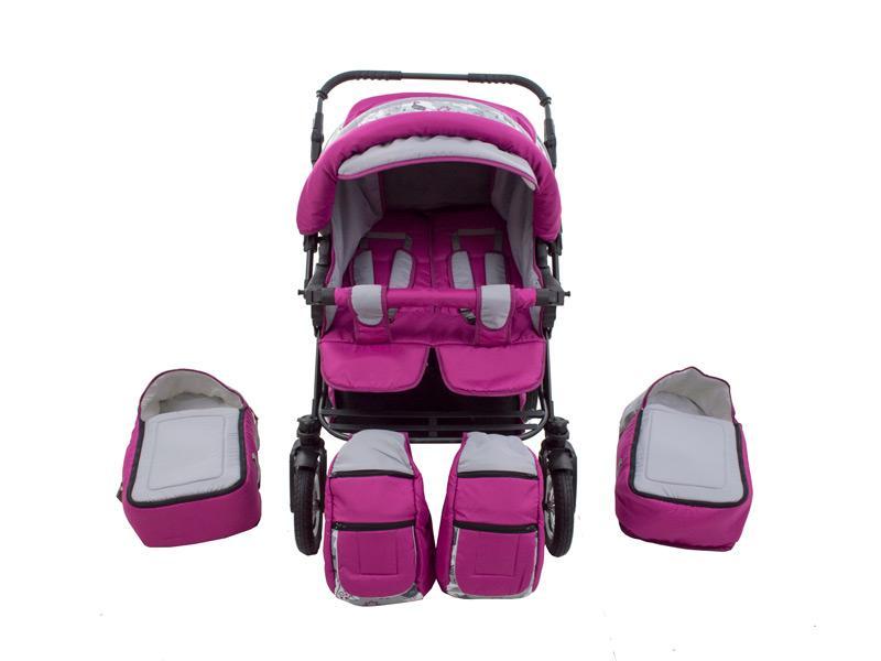 Carucior Pentru Gemeni MyKids Duet Roz-Gri 2