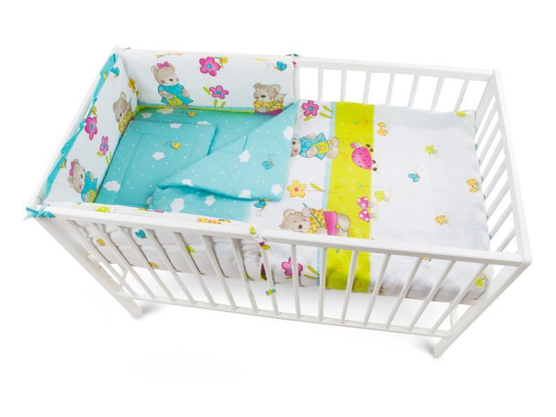 Lenjerie MyKids Teddy Gradina Albastru 4 Piese 120x60