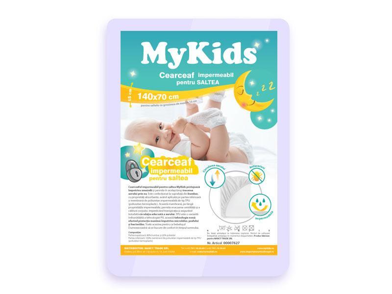Protectie Impermeabila Cearceaf MyKids Pentru Saltea 140x70 Alb