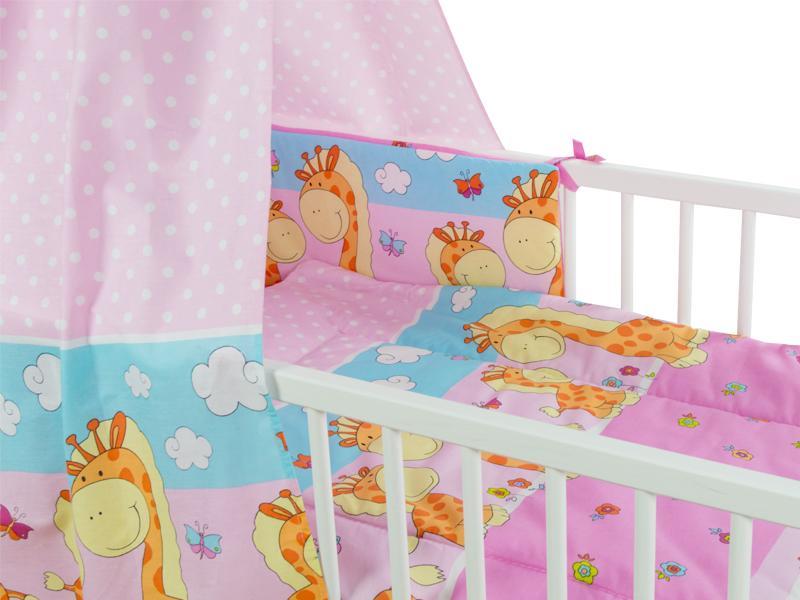 Lenjerie MyKids Happy Giraffe Roz 5 Piese 120x60 cm