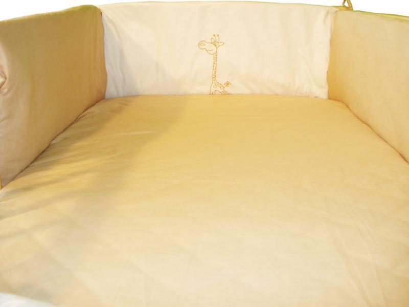 Lenjerie MyKids Cu Broderie Giraffe Maro 4 Piese 120x60