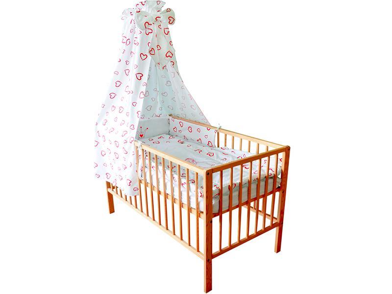 Lenjerie MyKids Cu Broderie Princess Inimi Rosu 5 Piese 120x60