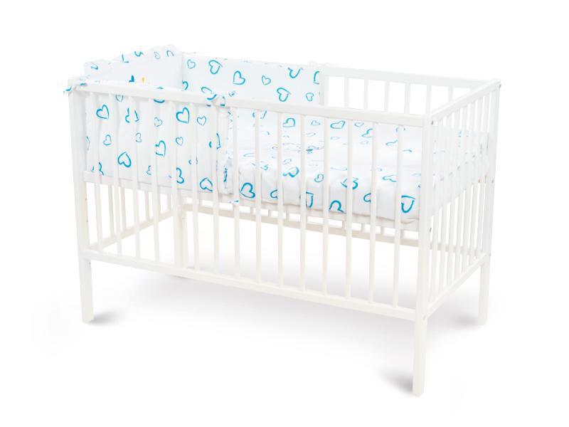 Lenjerie MyKids Cu Broderie Prince Inimi Albastru 4 Piese 120x60