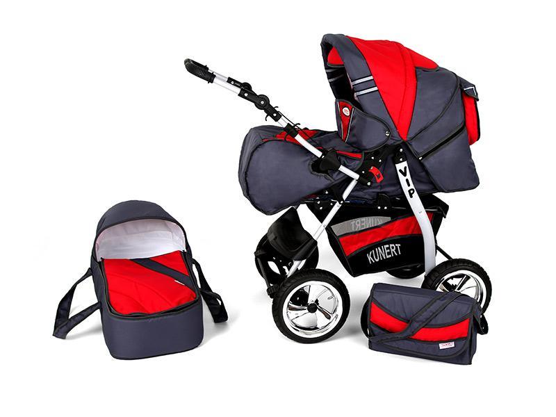 Carucior Copii 2 In 1 Kunert Gri Rosu