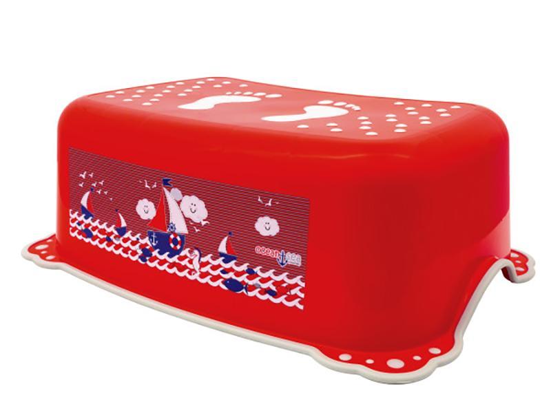 Taburet Inaltator Baie Copii MyKids Ocean Sea cu sistem antialunecare Rosu-Gri