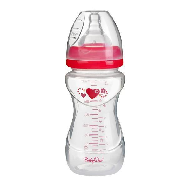 Biberon copii anticolici de la 0 luni cu gatul larg Baby Ono 1211 240 ml