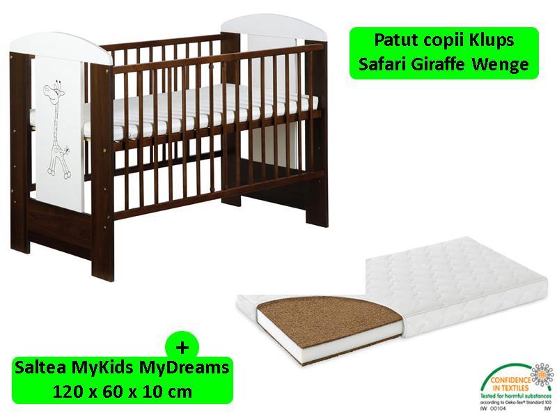 Patut Klups Safari Giraffe Wenge + Saltea 10 MyKids MyDreams