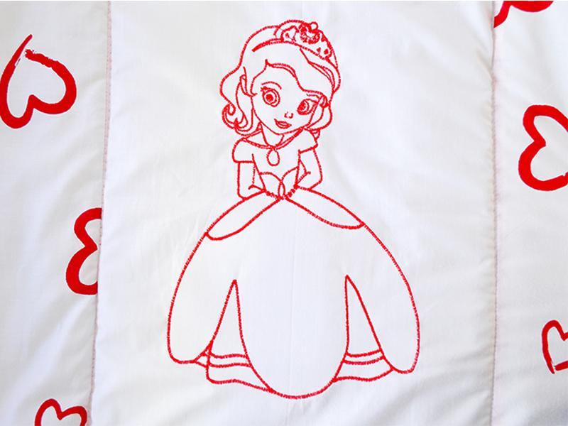 Lenjerie MyKids Cu Broderie Princess Inimi Rosu 5 Piese 120x60