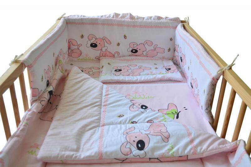 Lenjerie MyKids Catelus Roz  5 piese 120x60  cm