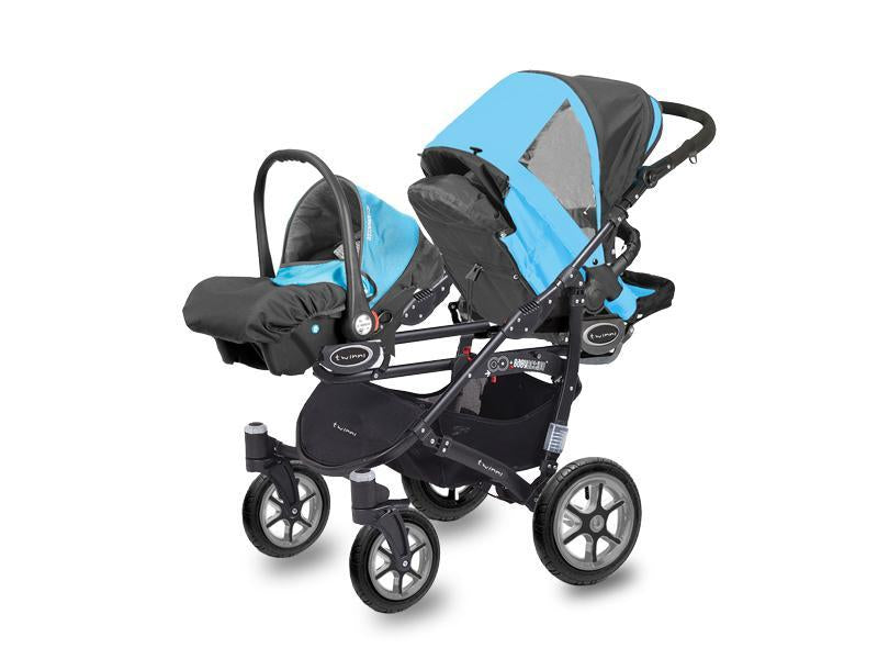 Carucior Pentru Gemeni MyKids Twinni Blue 3 In 1