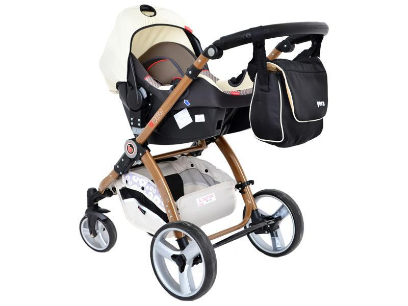Carucior 3 In 1 ANMAR PERA Negru Crem Cu Cerculete