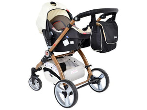 Carucior 3 In 1 ANMAR PERA Negru Crem Cu Cerculete