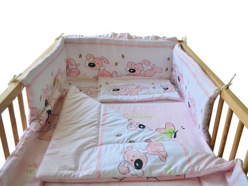 Lenjerie MyKids Catelus Roz 4 Piese 140x70