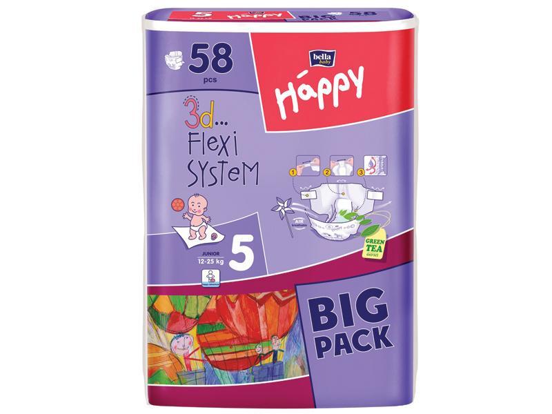 Scutece HAPPY 5 Junior (12-25 Kg) 58 BUC