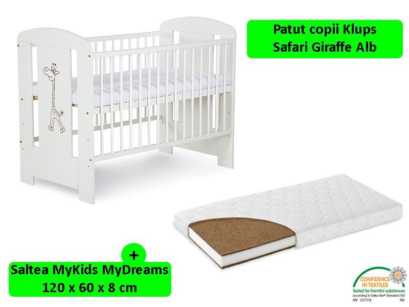 Patut Klups Safari Giraffe Alb + Saltea 8 MyKids MyDreams