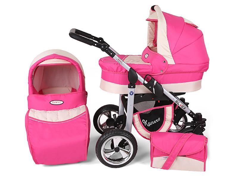 Carucior Copii 2 In 1 Kunert Silver Roz Crem