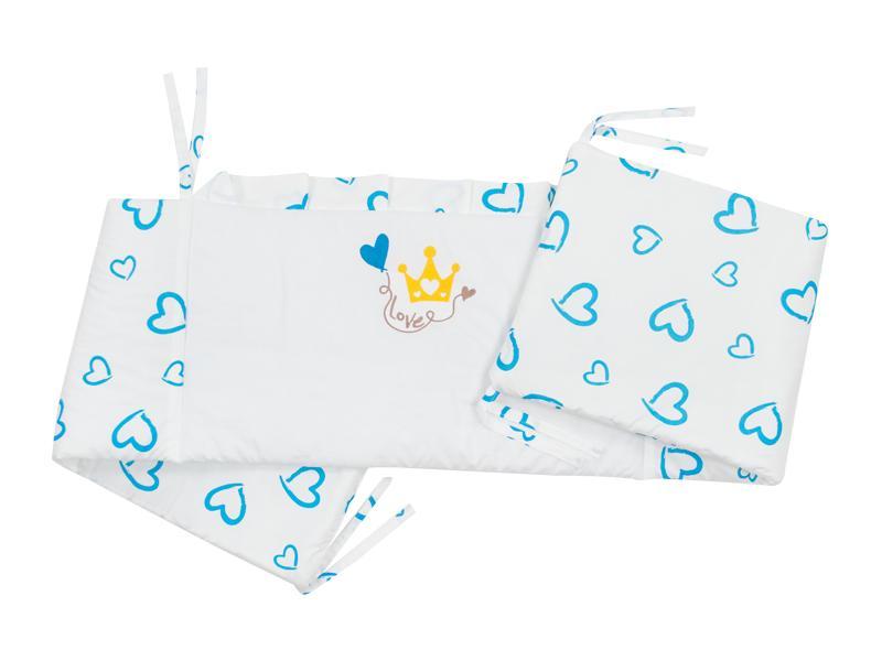 Lenjerie MyKids Cu Broderie Prince Inimi Albastru 4+1 Piese 140x70