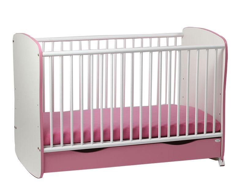 Patut Copii Lemn Sertar MyKids Serena cu leganare Roz-Alb 7699