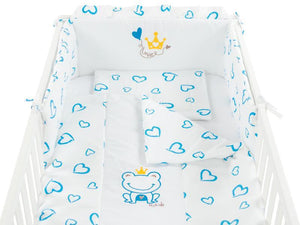 Aparatoare Laterala MyKids Cu Broderie Prince Inimi Albastru 140x70