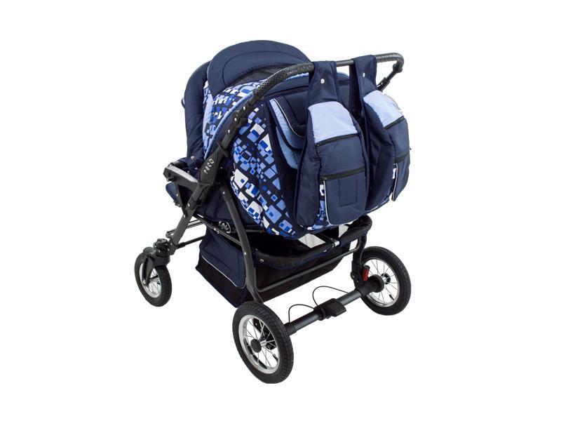 Carucior Pentru Gemeni MyKids Duet Albastru-Negru1