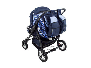 Carucior Pentru Gemeni MyKids Duet Albastru-Negru1