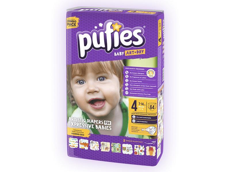 Scutece copii Pufies nr 4 Maxi 7-14 kg 64 bucati