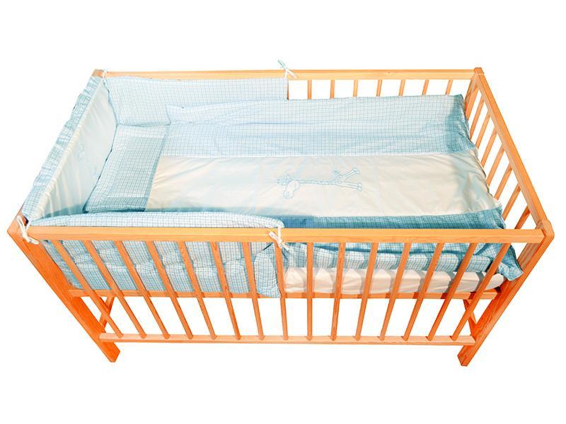 Lenjerie MyKids Cu Broderie Giraffe Albastru 4 Piese 120x60